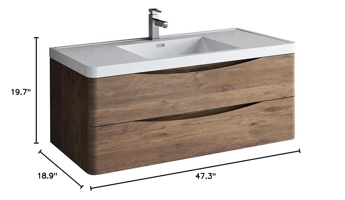 Fresca FCB9048RW-I Fresca Tuscany 48" Rosewood Wall Hung Modern Bathroom Cabinet w/ Integrated Sink