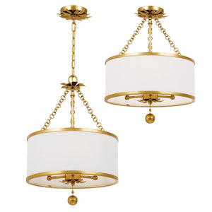 Broche 3 Light Antique Gold Mini Chandelier 513-GA