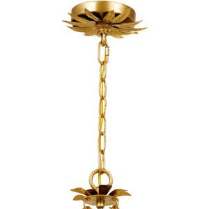 Broche 3 Light Antique Gold Mini Chandelier 513-GA