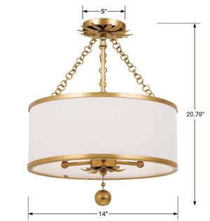 Broche 3 Light Antique Gold Semi Flush Mount 513-GA_CEILING
