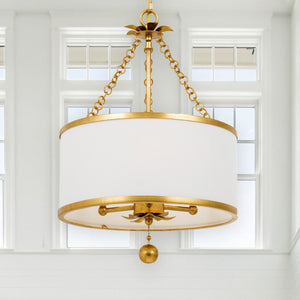 Broche 3 Light Antique Gold Mini Chandelier 513-GA