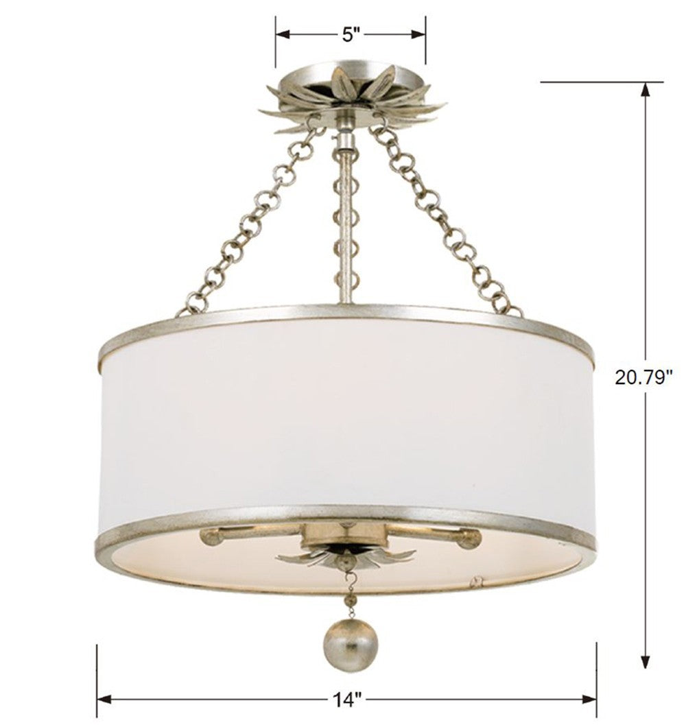 Broche 3 Light Antique Gold Semi Flush Mount 513-GA_CEILING