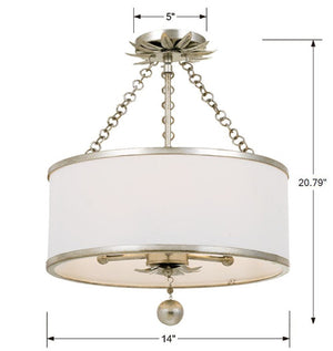 Broche 3 Light Antique Gold Semi Flush Mount 513-GA_CEILING