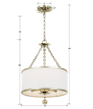 Broche 3 Light Antique Gold Mini Chandelier 513-GA