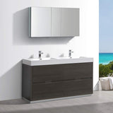 Fresca FVN8460GG-D Fresca Valencia 60" Dark Slate Gray Free Standing Double Sink Modern Bathroom Vanity w/ Medicine Cabinet