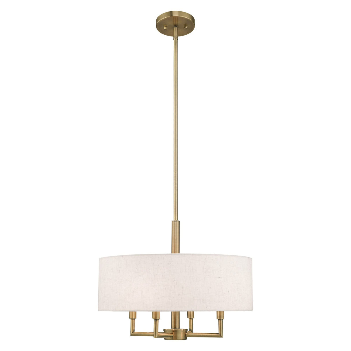 Livex Lighting 42604-91 Meridian - Four Light Chandelier, Brushed Nickel Finish with Oatmeal Fabric Shade