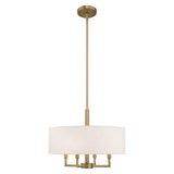 Livex Lighting 42604-92 Meridian - Four Light Chandelier, English Bronze Finish with Oatmeal Fabric Shade