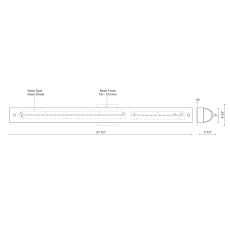 Kuzco 601004CH-LED PEGGY 38" 60 Chrome 120V ELV LED 3000K 90CRI 46W