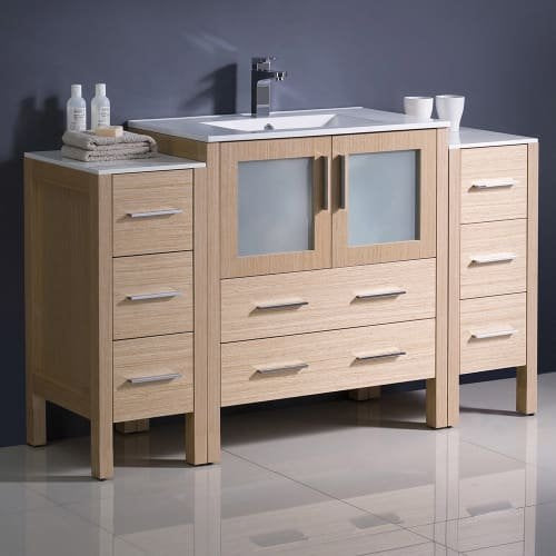 Fresca FCB62-123012WH-I Fresca Torino 54" White Modern Bathroom Cabinets w/ Integrated Sink