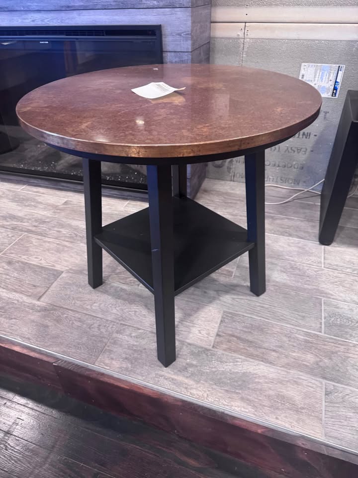 Ethan Allen Sherman Round Copper-Top Coffee and Cocktail Table