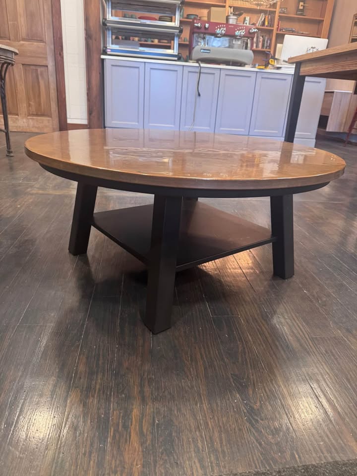 Ethan Allen Sherman Round Copper-Top Coffee and Cocktail Table