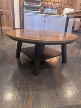 Ethan Allen Sherman Round Copper-Top Coffee and Cocktail Table