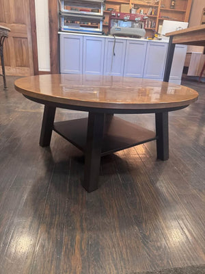 Ethan Allen Sherman Round Copper-Top Coffee and Cocktail Table