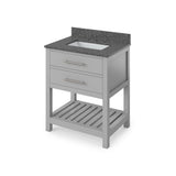 Jeffrey Alexander VKITWAV30GRBOR 30" Grey Wavecrest Vanity, Boulder Cultured Marble Vanity Top, undermount rectangle bowl