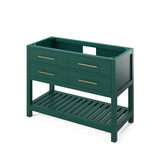 Jeffrey Alexander VKITWAV48GNWCR 48" Forest Green Wavecrest Vanity, White Carrara Marble Vanity Top, undermount rectangle bowl