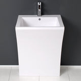 Fresca FVN5024WH Fresca Quadro 23" White Pedestal Sink w/ Medicine Cabinet - Modern Bathroom Vanity