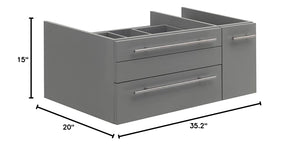 Fresca FCB6136GR-VSL-L Fresca Lucera 36" Gray Wall Hung Vessel Sink Modern Bathroom Cabinet - Left Version