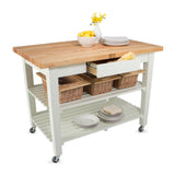 John Boos C4824-AL Classic Country Kitchen Work, 48"W X 24"D 35"H with 1.75" Thick Table Top, Cream Finish, Alabaster Painted Base