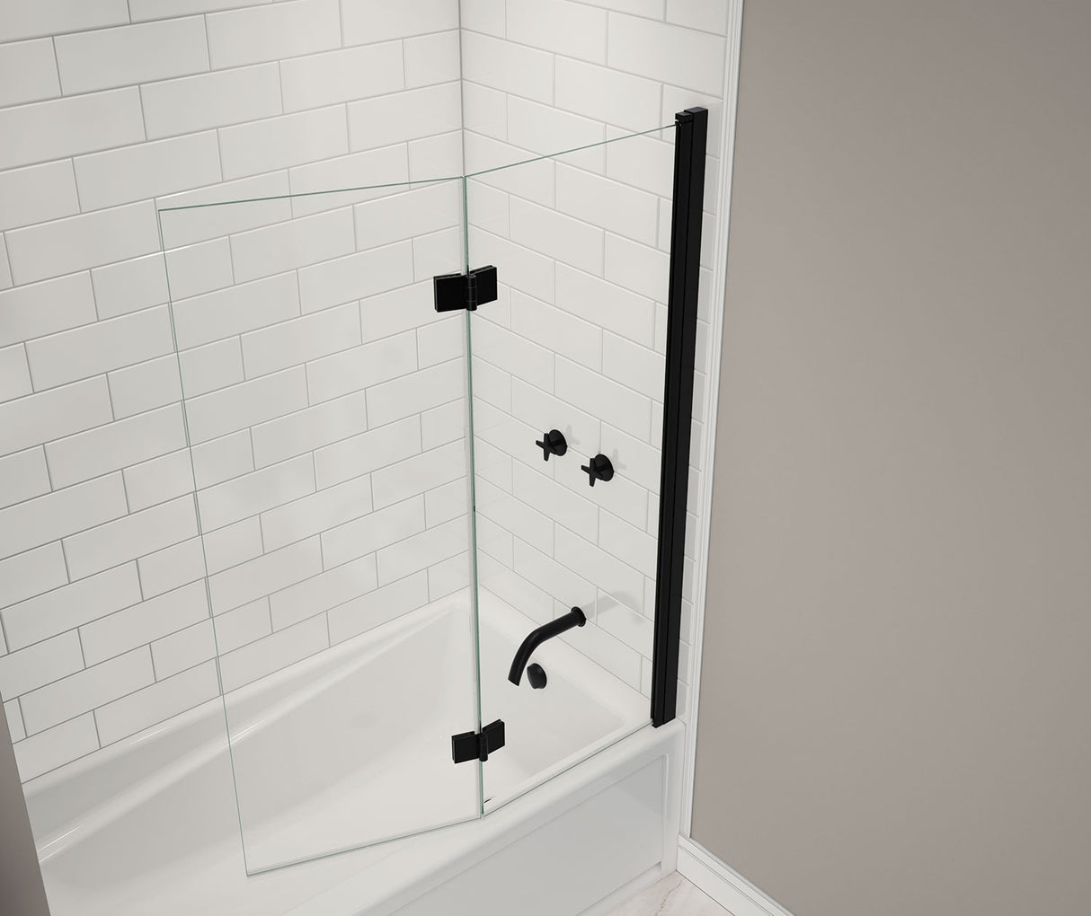 MAAX 138600-900-340-000 Axial Access 42 x 56 in. 6 mm Pivot Tub Screen for Alcove Installation with Clear glass in Matte Black