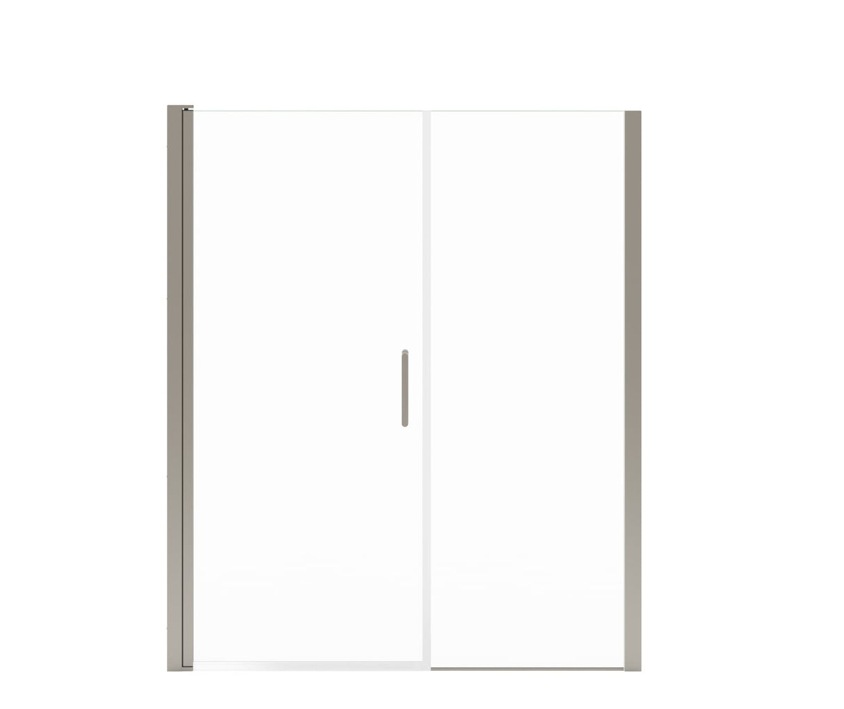 MAAX 138277-900-305-100 Manhattan 57-59 x 68 in. 6 mm Pivot Shower Door for Alcove Installation with Clear glass & Round Handle in Brushed Nickel
