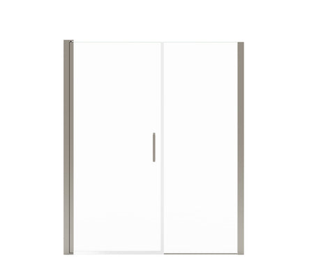 MAAX 138276-900-305-100 Manhattan 55-57 x 68 in. 6 mm Pivot Shower Door for Alcove Installation with Clear glass & Round Handle in Brushed Nickel
