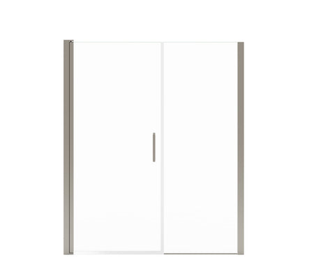 MAAX 138275-900-305-100 Manhattan 53-55 x 68 in. 6 mm Pivot Shower Door for Alcove Installation with Clear glass & Round Handle in Brushed Nickel