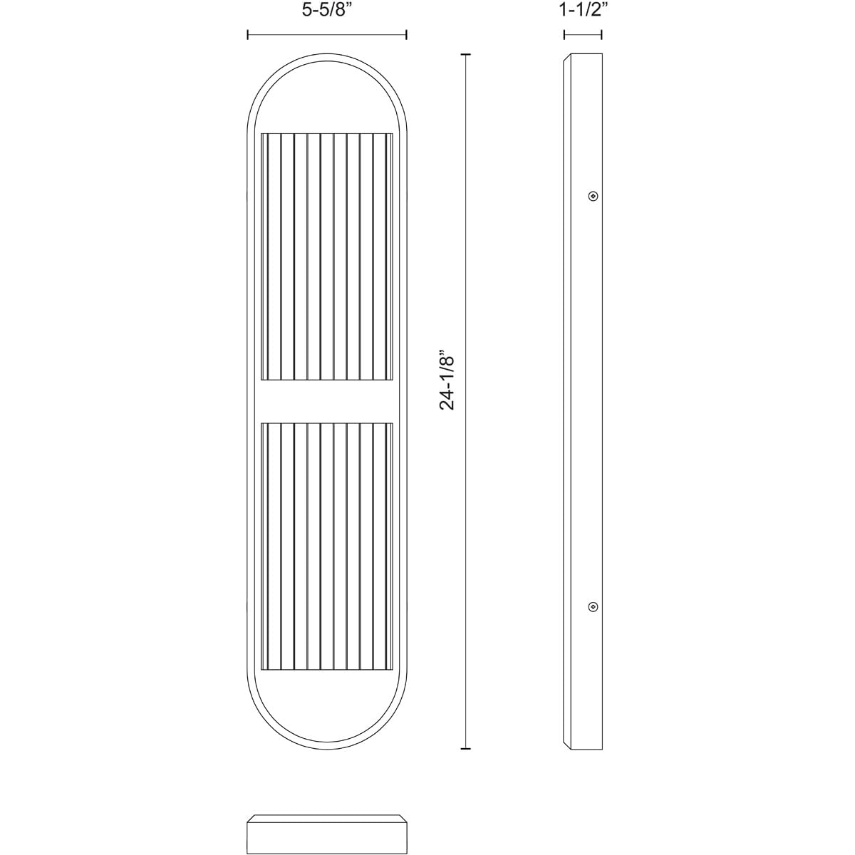 Alora WV330324PN PALAIS 24" WV POLISHED NICKEL CLEAR RIBBED ACRYLIC  26W LED 90 3000K AC LED