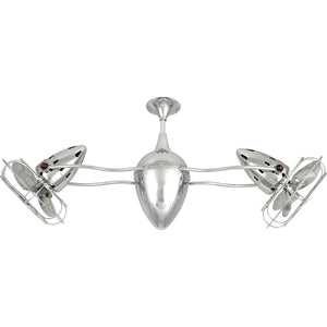 Matthews Fan AR-CR-MTL Ar Ruthiane 360° dual headed rotational ceiling fan in polished chrome finish with metal blades.