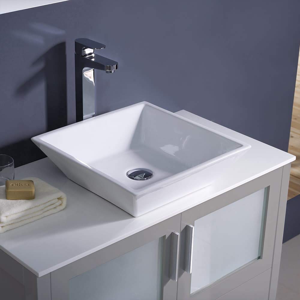 Fresca FCB6236ES-CWH-V Fresca Torino 36" Espresso Modern Bathroom Cabinet w/ Vessel Sink