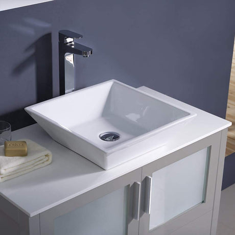 Fresca FCB6236ES-CWH-V Fresca Torino 36" Espresso Modern Bathroom Cabinet w/ Vessel Sink