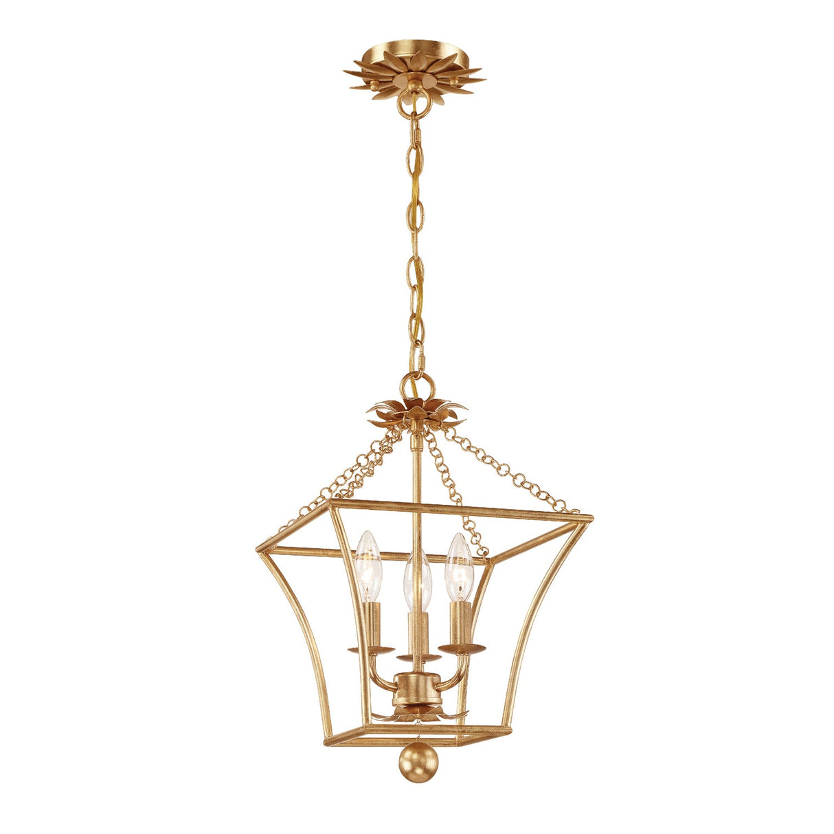 Broche 3 Light Antique Gold Mini Chandelier 514-GA