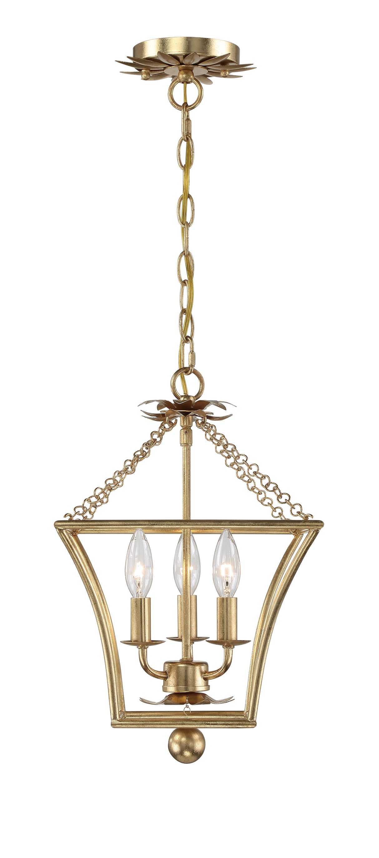 Broche 3 Light Antique Gold Mini Chandelier 514-GA