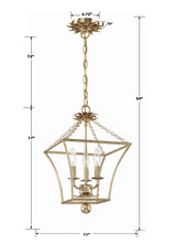 Broche 3 Light Antique Gold Mini Chandelier 514-GA