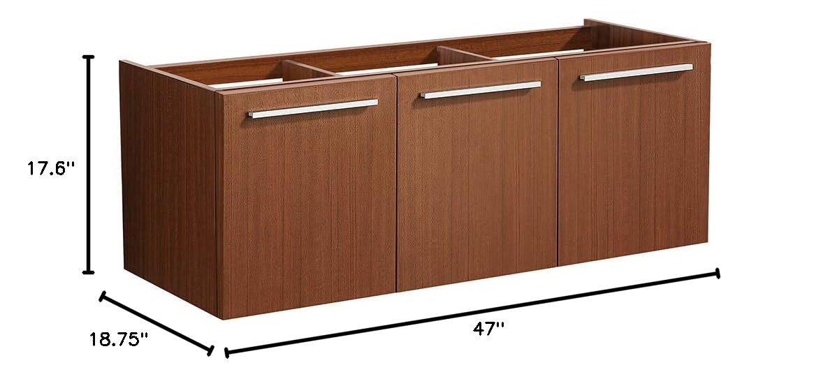 Fresca FCB8092TK-D Fresca Vista 48" Teak Wall Hung Double Sink Modern Bathroom Cabinet