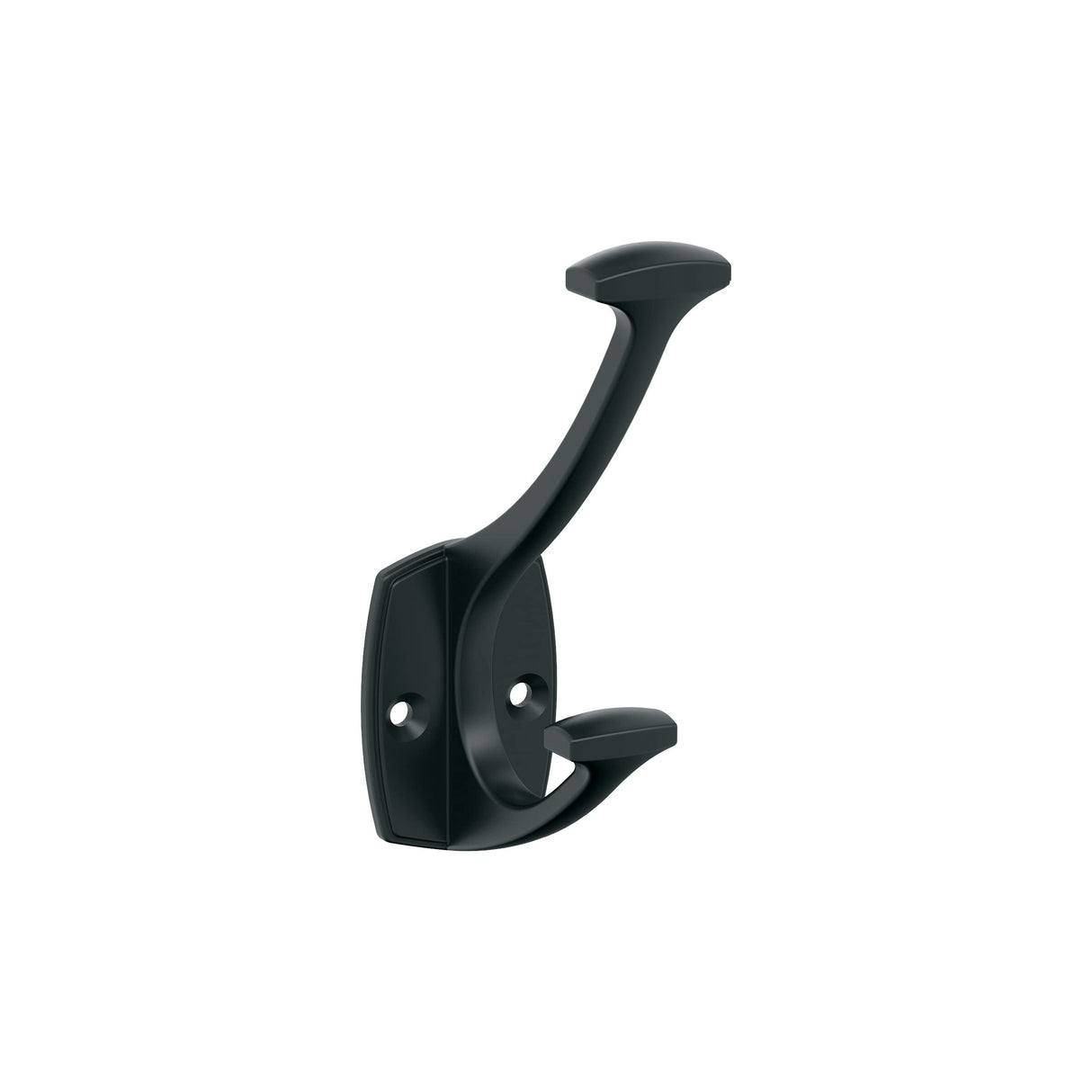 Amerock H37001MB Vicinity Double Prong Decorative Wall Hook Matte Black Hook for Coats, Hats, Backpacks, Bags Hooks for Bathroom, Bedroom, Closet, Entryway, Laundry Room, Office