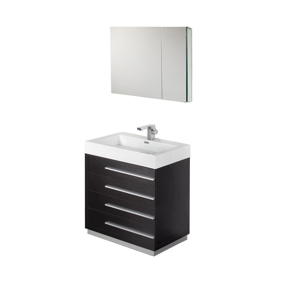 Fresca FCB8024GO-I Fresca Livello 24" Gray Oak Modern Bathroom Cabinet w/ Integrated Sink