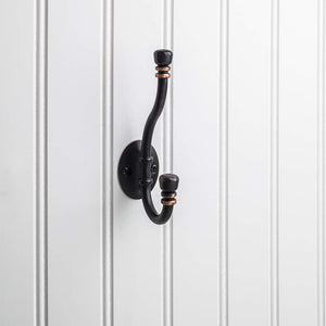 Elements YD50-518DBAC 5-3/16" Brushed Oil Rubbed Bronze Ringed Contemporary Double Prong Wall Mounted Hook