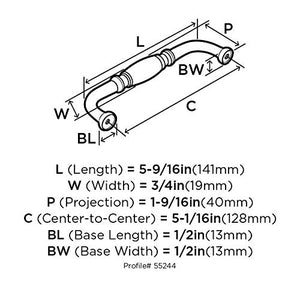 Amerock Cabinet Pull Polished Chrome 5-1/16 inch (128 mm) Center-to-Center Granby 1 Pack Drawer Pull Drawer Handle Cabinet Hardware