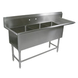 John Boos 3PB3024-1D36R 16GA Compartment Sinks, 3-Bowl, 1 Drainboard, 12" Deep Bowl (PRO-BOWL SERIES)