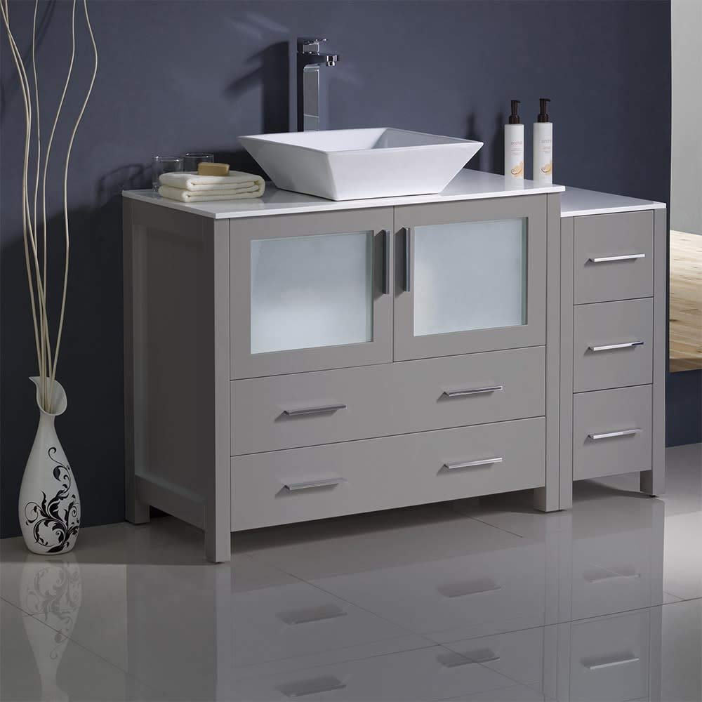 Fresca FCB62-3612ES-CWH-V Fresca Torino 48" Espresso Modern Bathroom Cabinets w/ Top & Vessel Sink