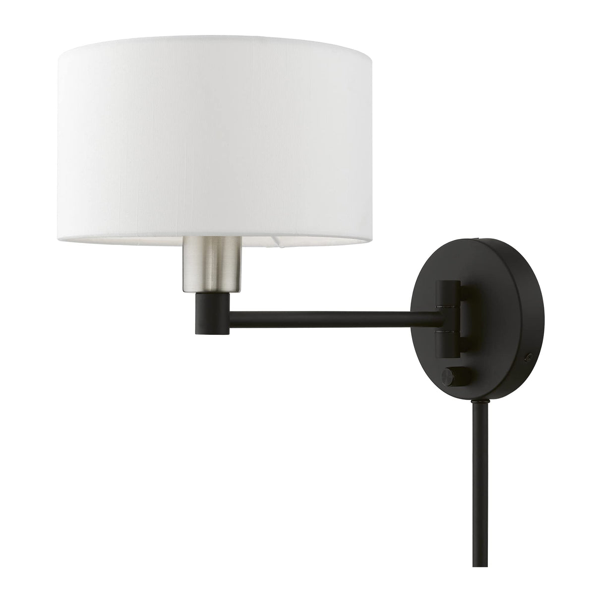 Livex Lighting 40080-04 1 Light Swing Arm Wall Lamp, Black with Brushed Nickel Accent, 9 x 9.75