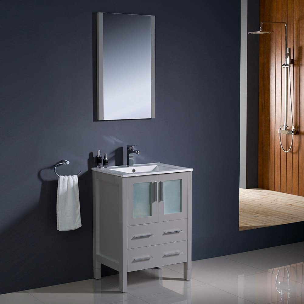 Fresca FVN6224GR-UNS Fresca Torino 24" Gray Modern Bathroom Vanity w/ Integrated Sink