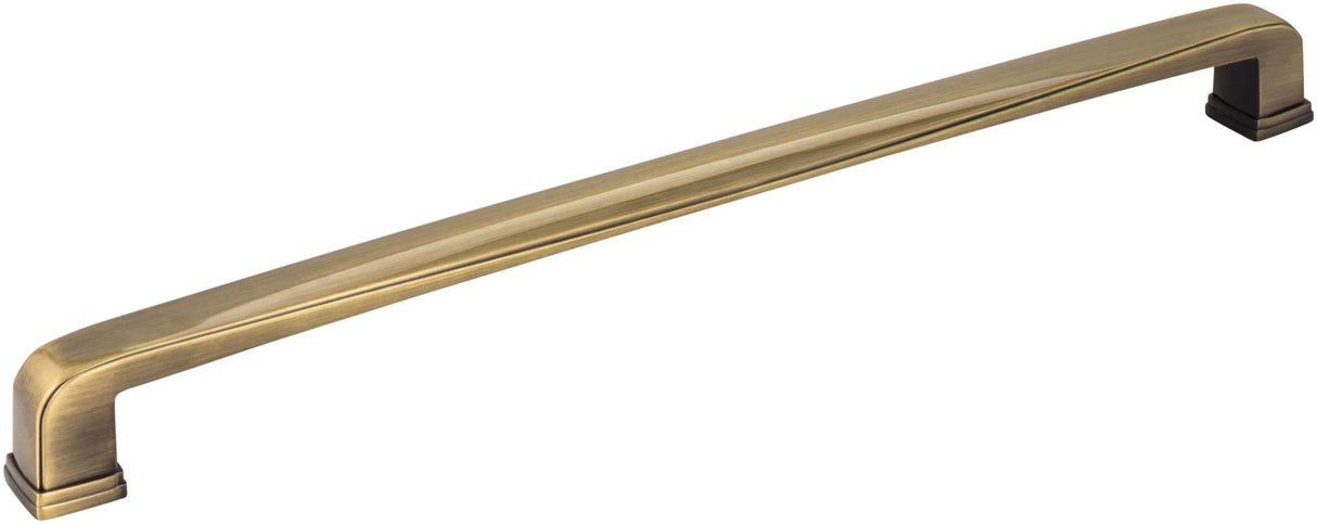 Jeffrey Alexander 1092-12AB 12" Center-to-Center Brushed Antique Brass Square Milan 1 Appliance Handle