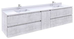 Fresca FCB31-361236RWH-CWH-U Fresca Formosa 84" Wall Hung Double Sink Modern Bathroom Cabinet w/ Top & Sinks in Rustic White