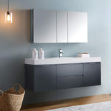 Fresca FVN8360WH Fresca Valencia 60" Glossy White Wall Hung Modern Bathroom Vanity w/ Medicine Cabinet