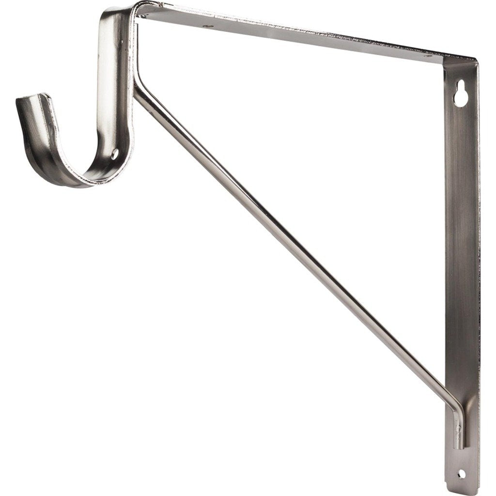 Hardware Resources 1516SN Satin Nickel Shelf Bracket with Rod Support for 1-5/16" Round Closet Rods