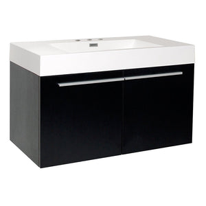 Fresca FCB8090BW-I Fresca Vista 36" Black Modern Bathroom Cabinet w/ Integrated Sink