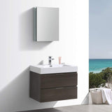 Fresca FVN8330GG Fresca Valencia 30" Dark Slate Gray Wall Hung Modern Bathroom Vanity w/ Medicine Cabinet