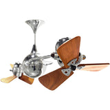 Matthews Fan IV-CR-WD-DAMP Italo Ventania 360° dual headed rotational ceiling fan in polished chrome finish with solid sustainable mahogany wood blades for damp location.