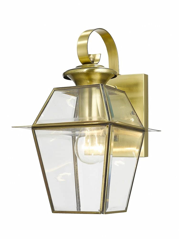 Livex Lighting 2181-01 Westover 1-Light Outdoor Wall Lantern, Antique Brass